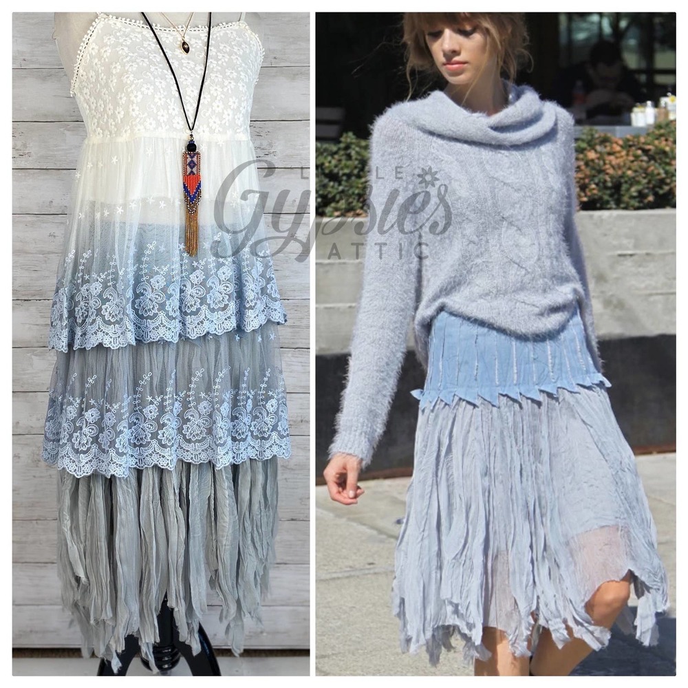 Ryu Vintage Blue Feathering Skirt - Picture 10 of 10